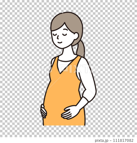 Simple touch - Illustration of a pregnant woman with a calm expression 111817082