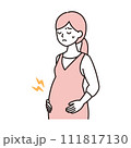シンプルタッチ お腹に張り・痛み・陣痛がある妊婦さんのイラスト シンプルタッチ お腹に張り・痛み・陣痛がある妊婦さんのイラスト 111817130