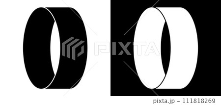 Art circle shape as symbol, logo or icon. A black figure on a white background and an equally white figure on the black side. 111818269