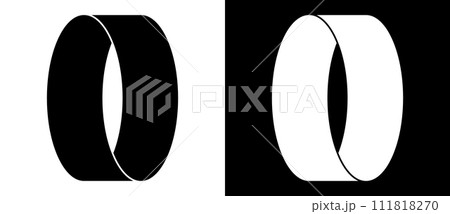Art circle shape as symbol, logo or icon. A black figure on a white background and an equally white figure on the black side. 111818270