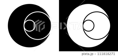Art circle shape as symbol, logo or icon. A black figure on a white background and an equally white figure on the black side. 111818271
