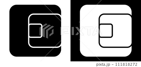 Art square shape as symbol, logo or icon. A black figure on a white background and an equally white figure on the black side. 111818272