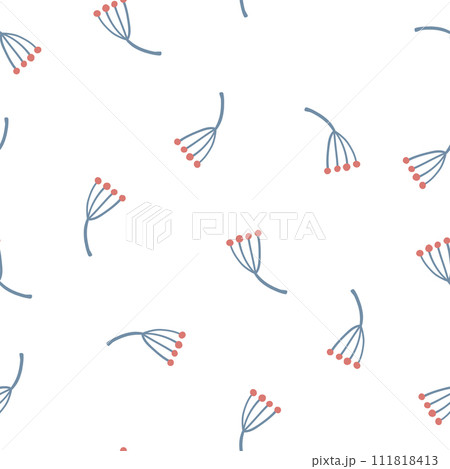 Simple red dots flower flat design seamless pattern Simple red dots flower flat design seamless pattern 111818413