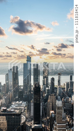 New York City Hudson Yards skyline evening view at sunset New York City Hudson Yards skyline evening view at sunset 111818414
