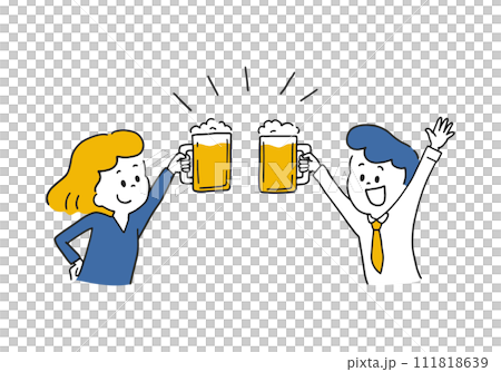 A toasting male and female illustration 111818639