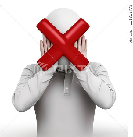 Banning entry: a 3d prohibition concept with a red x sign, a virtual warning symbolizing restricted access for banners and websites, ensuring digital safety and control in a visually impactful design 111818773