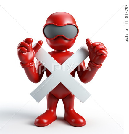 Banning entry: a 3d prohibition concept with a red x sign, a virtual warning symbolizing restricted access for banners and websites, ensuring digital safety and control in a visually impactful design 111818797