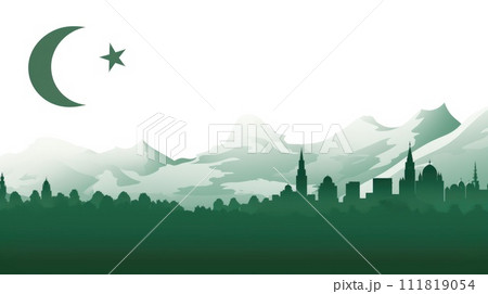 Pakistan day: celebrating unity, freedom, and heritage in a symphony of green and white, honoring the nation's journey towards independence and prosperity on this historic occasion. 111819054