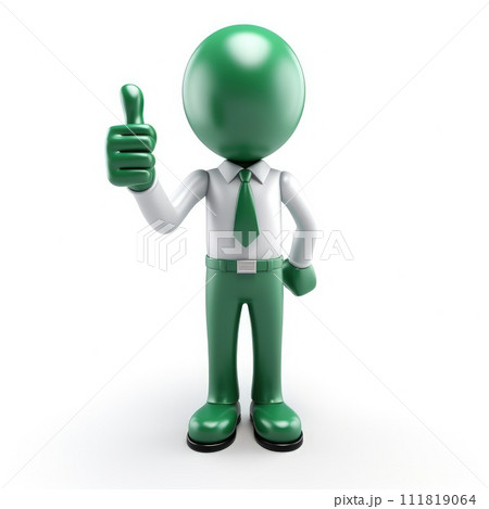3d man is green tick symbol, signifying completion and success, in a compelling visual representation of achievement and endorsement, a check off character 111819064