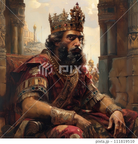 Royal legacy: king Salomon, an iconic biblical figure known for wisdom, wealth, and legendary reign, symbolizing power and influence throughout history and legend 111819510
