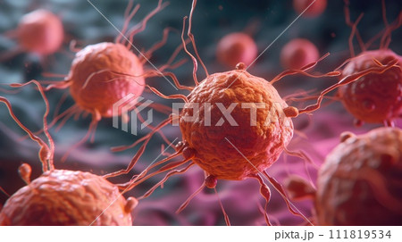 Cancer cells: a microscopic intricate world of cellular anomalies, glimpse into scientific realm of pathology, oncology, medical research unraveling complexities of this challenging health condition Cancer cells: a microscopic intricate world of cellular anomalies, glimpse into scientific realm of pathology, oncology, medical research unraveling complexities of this challenging health condition 111819534