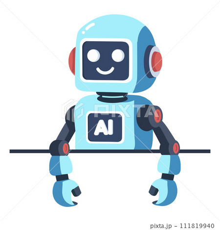 robot with empty blank white board 111819940