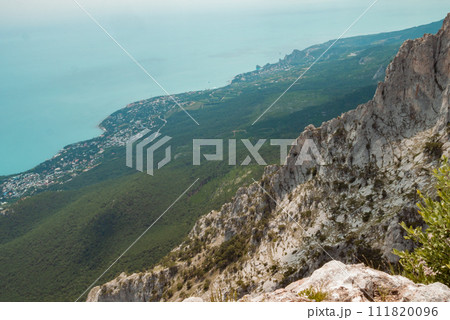 Rock cliff isolated on white background with clipping path 111820096