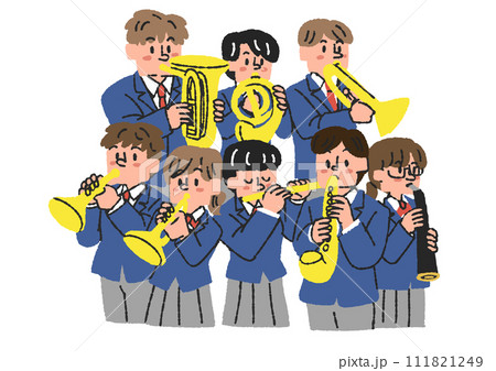 吹奏楽部の学生達のイラスト 111821249