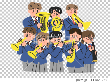 吹奏楽部の学生達のイラスト 111821249