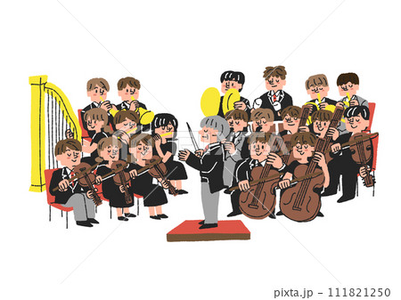 オーケストラのイラスト クラッシック音楽を楽しむ オーケストラのイラスト クラッシック音楽を楽しむ 111821250