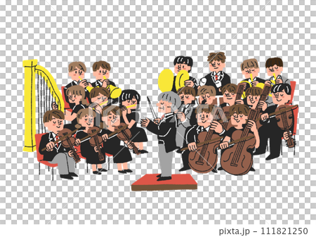 Orchestra illustration Enjoying classical music Orchestra illustration Enjoying classical music 111821250