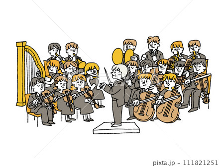 オーケストラのイラスト クラッシック音楽を楽しむ オーケストラのイラスト クラッシック音楽を楽しむ 111821251