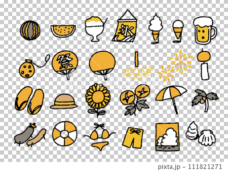 Illustration set of summer goods, plants, food, etc. 111821271