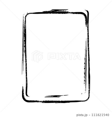 Frame border curved grunge shape icon, vertical rectangle decorative doodle element for design in vector illustration 111821540