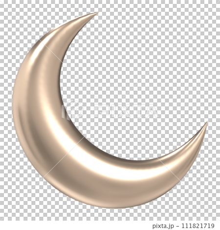 Islamic crescent moon icon. Gold crescent moon. Symbol shape design for islamic, religion, ramadan and eid concept Islamic crescent moon icon. Gold crescent moon. Symbol shape design for islamic, religion, ramadan and eid concept 111821719