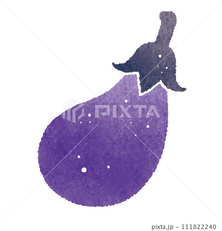 水彩タッチの和風でみずみずしい紫のナス 111822240