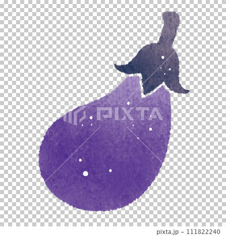 水彩タッチの和風でみずみずしい紫のナス 111822240