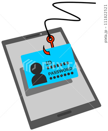 スマホから個人のID情報やパスワードを盗まれるフィッシング詐欺のイメージイラスト 111822521