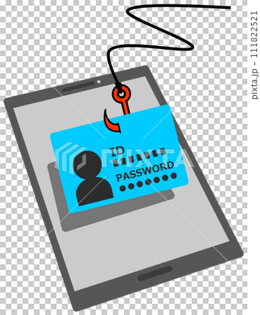 スマホから個人のID情報やパスワードを盗まれるフィッシング詐欺のイメージイラスト 111822521