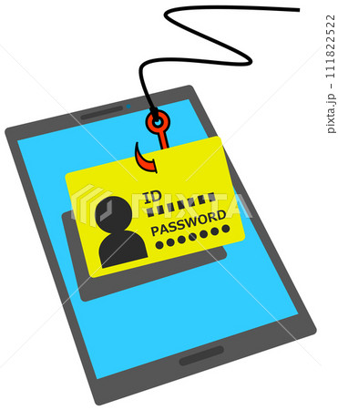 スマホから個人のID情報やパスワードを盗まれるフィッシング詐欺のイメージイラスト 111822522