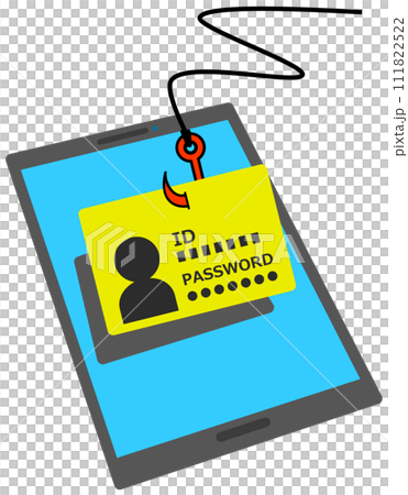 スマホから個人のID情報やパスワードを盗まれるフィッシング詐欺のイメージイラスト 111822522