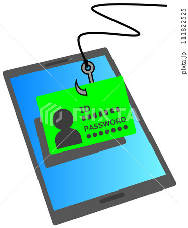 スマホから個人のID情報やパスワードを盗まれるフィッシング詐欺のイメージイラスト 111822525