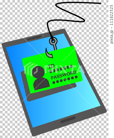 スマホから個人のID情報やパスワードを盗まれるフィッシング詐欺のイメージイラスト 111822525