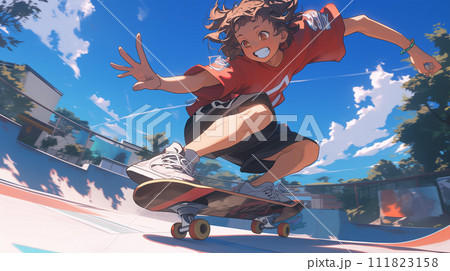スケボーをする女子 スケボーをする女子 111823158