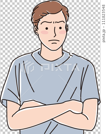 30多歲男性_雙手交叉,表情嚴峻_上半身 30多歲男性_雙手交叉,表情嚴峻_上半身 111823548
