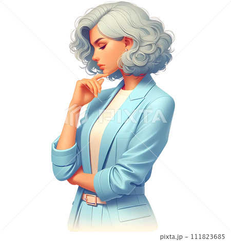 3D thinking woman 3D thinking woman 111823685