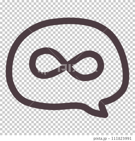 Illustration of a simple hand-drawn speech bubble with an infinity symbol Illustration of a simple hand-drawn speech bubble with an infinity symbol 111823991