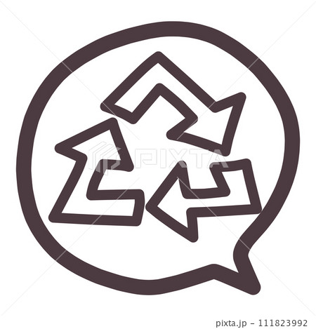 リサイクルをイメージした3つの循環する矢印の入った吹き出しのイラスト 111823992