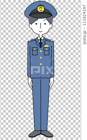 きをつけ　警察官のイラスト 111824197