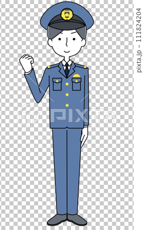 Guts pose illustration of a police officer Guts pose illustration of a police officer 111824204