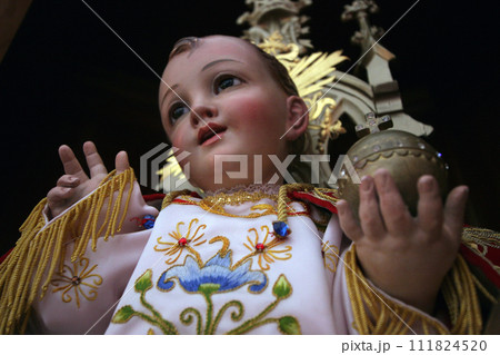 Baby Jesus figure in the Church of Saint Catherine of Alexandria in Bethlehem, Israel 111824520