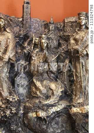 Saint Ursula, bass relief in Chapel of Saint Dismas in Zagreb, Croatia Saint Ursula, bass relief in Chapel of Saint Dismas in Zagreb, Croatia 111824798