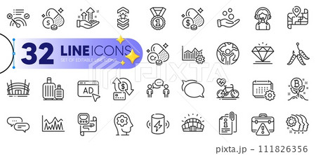 Outline set of Attached info, Ad and Operational excellence line icons for web with Talk bubble, Maggots, Sulfur mineral thin icon. Money transfer, Analysis graph, Baggage pictogram icon. Vector Outline set of Attached info, Ad and Operational excellence line icons for web with Talk bubble, Maggots, Sulfur mineral thin icon. Money transfer, Analysis graph, Baggage pictogram icon. Vector 111826356