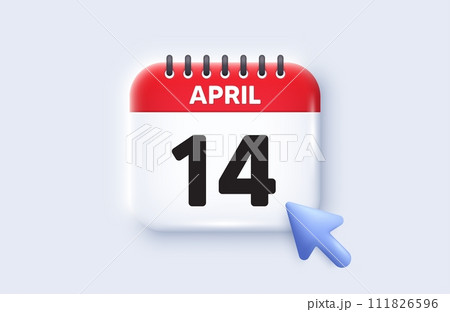 14th day of the month icon. Calendar date 3d icon. Event schedule date. Meeting appointment time. 14th day of April month. Calendar event reminder date. Vector 14th day of the month icon. Calendar date 3d icon. Event schedule date. Meeting appointment time. 14th day of April month. Calendar event reminder date. Vector 111826596