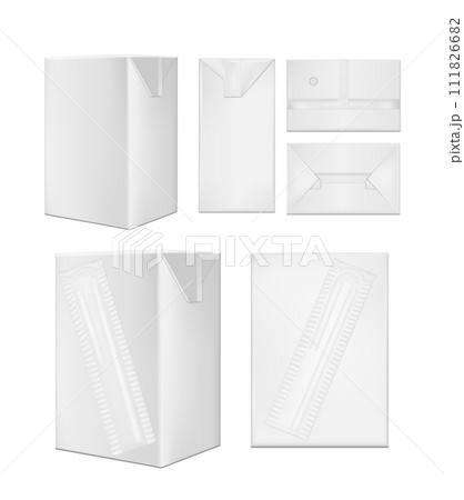 White cardboard package with straw for beverage, juice and milk 111826682