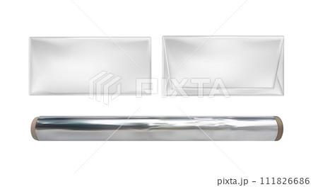 White blank roll foil and package for snacks, food and chocolate White blank roll foil and package for snacks, food and chocolate 111826686