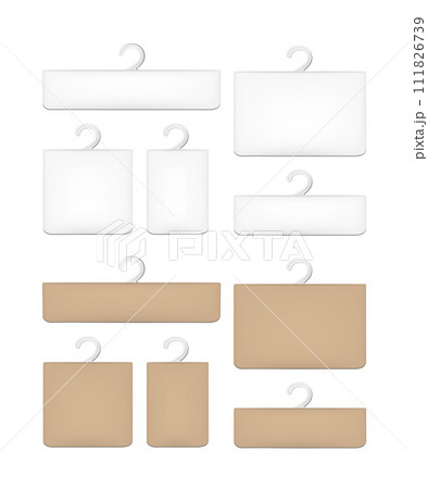 Realistic white and brown paper packaging box with hanger Realistic white and brown paper packaging box with hanger 111826739