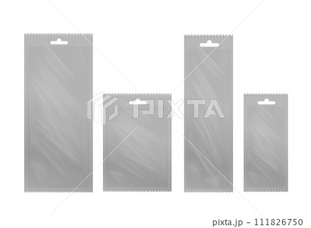 Empty plastic packaging. Blank foil or plastic sachet for food or medicines 111826750