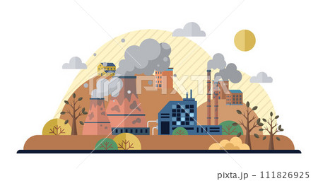 Factories vector illustration. Industrial buildings, monuments innovation, house treasures technological advancement Air pollution, discordant note in symphony progress, challenges environmental Factories vector illustration. Industrial buildings, monuments innovation, house treasures technological advancement Air pollution, discordant note in symphony progress, challenges environmental 111826925