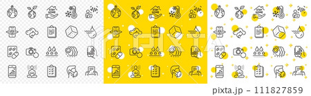 Outline Pandemic vaccine, Employees teamwork and Receive file line icons pack for web with Save planet, Yoga, Checklist line icon. Dice, Graph phone, Augmented reality pictogram icon. Vector 111827859